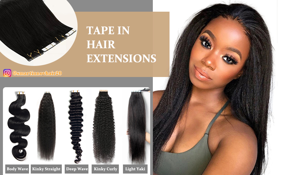 Yaki Straight Tape in Hair Extensions for Black Women Real