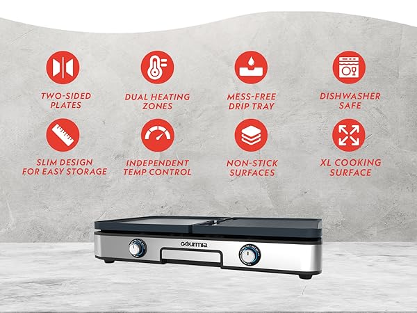 griddle grill 3 in 1 storage gourmia
