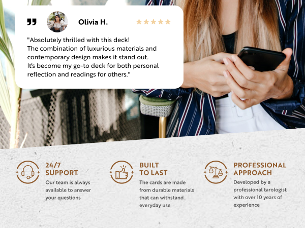 Customer praises Craft Cards tarot deck for luxurious materials, design, and professional support