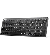 TECKNET Wireless Keyboard, Ultra Slim Rechargeable 2.4G + Bluetooth Keyboard with Number Pad, Mul...