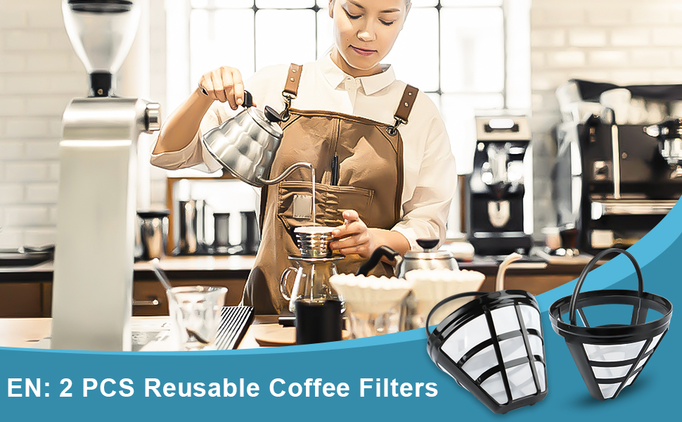 Byffoer Permanent Coffee Filter, Pack of 2, Reusable Plastic Permanent Coffee Filter with Handle