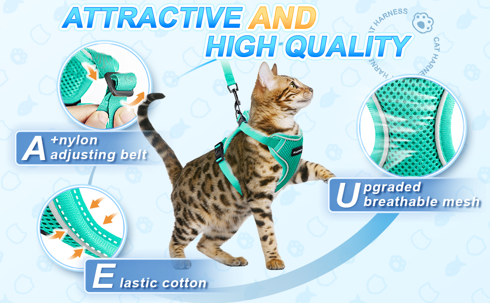 Halypet [MAX Safety] Cat Harness and Leash Set, Adjustable