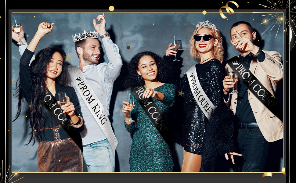 Saintrygo 12 Pcs Prom Crown and Sash Set, Prom King and