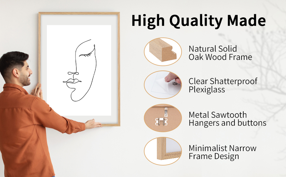 11x14 in Natural Solid Oak Wood Picture Frame 28x36 cm Poster Frame