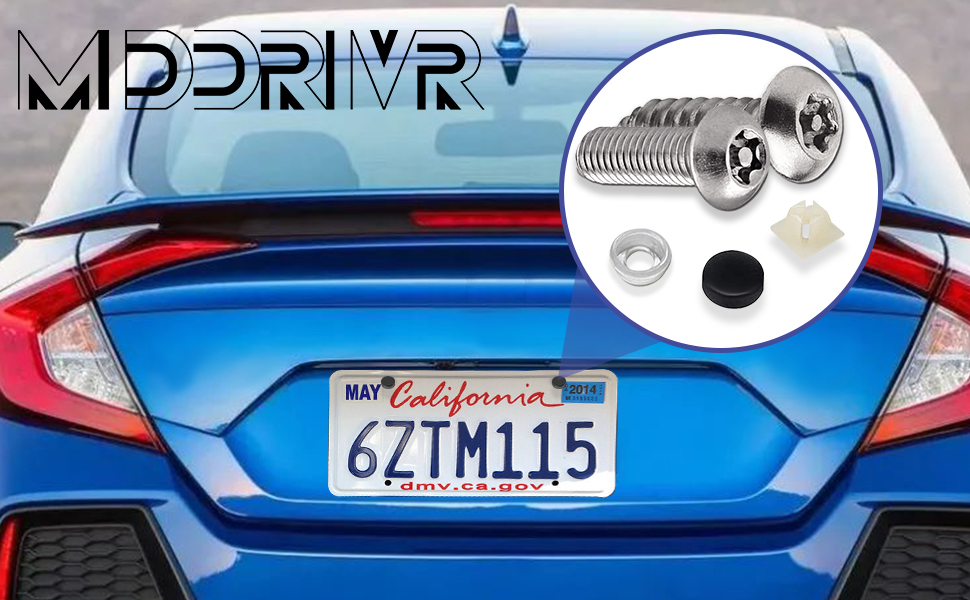 8PCS Anti Theft License Plate Screws, Tamper Resistant
