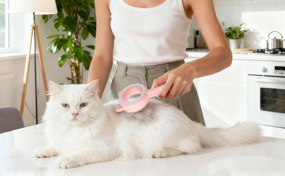 the cat ear design adds a charming and functional element to the brush, making grooming fun.