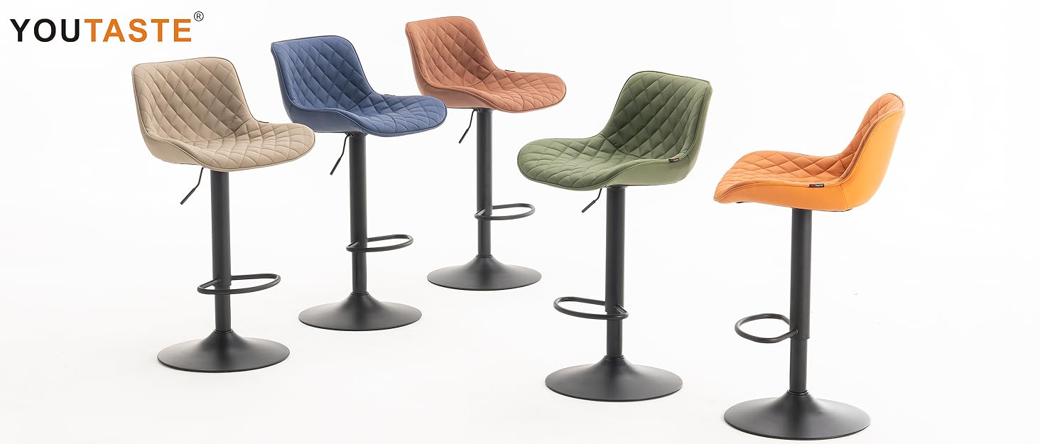 YOUTASTE Olive Green Bar Stools Set of 2 Adjustable Counter