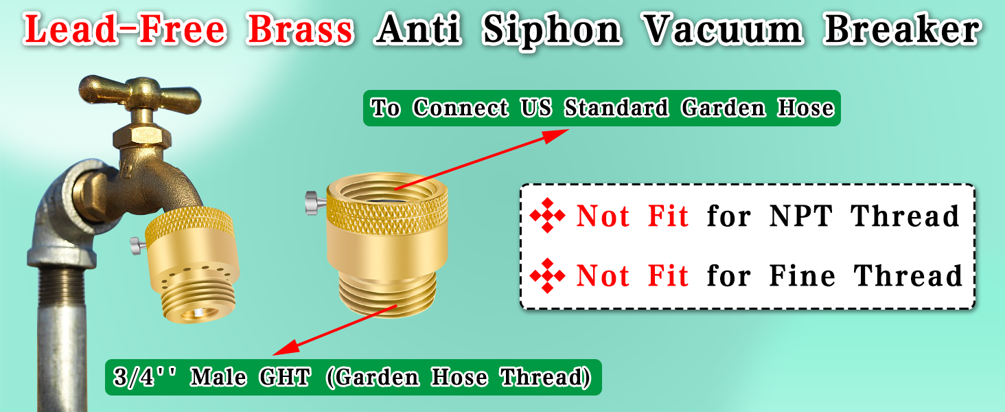 Anti Siphon Valve, LeadFree Brass Hose Bib Vacuum Breaker