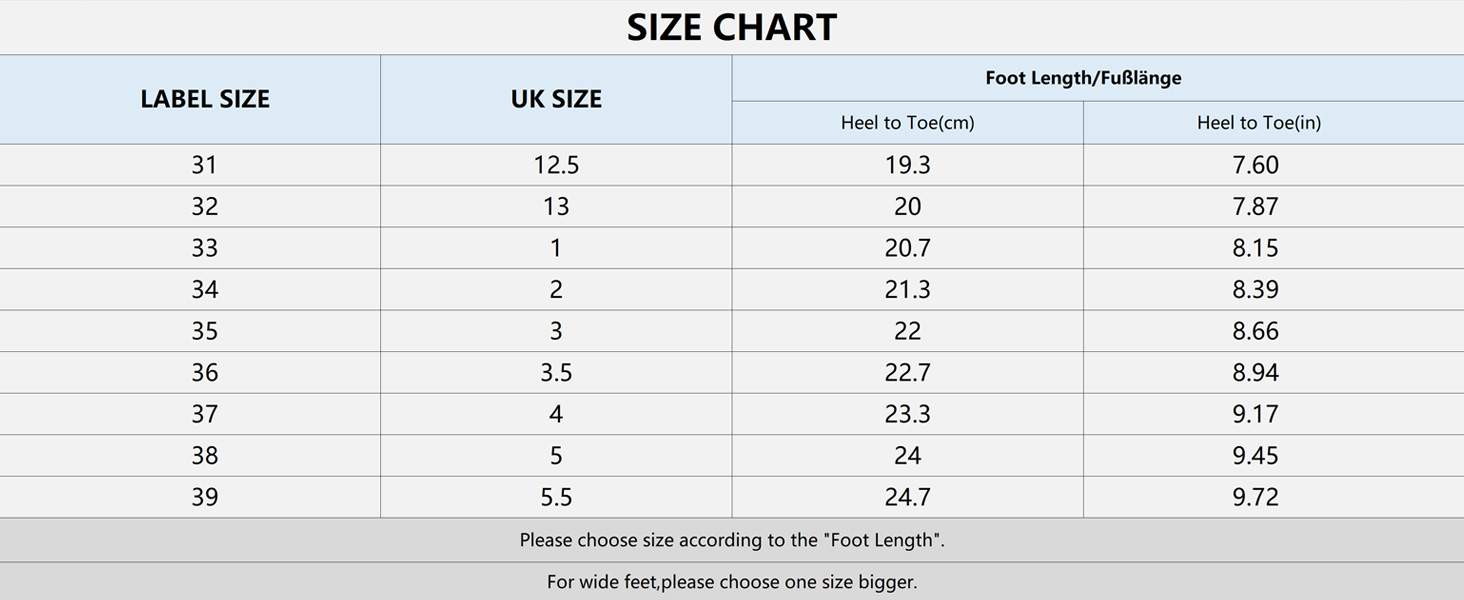 SIZE CHART