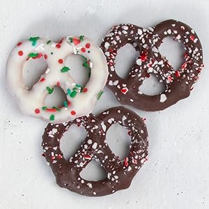 Christmas Peppermint Sprinkle white and Dark Chocolate Covered Pretzels