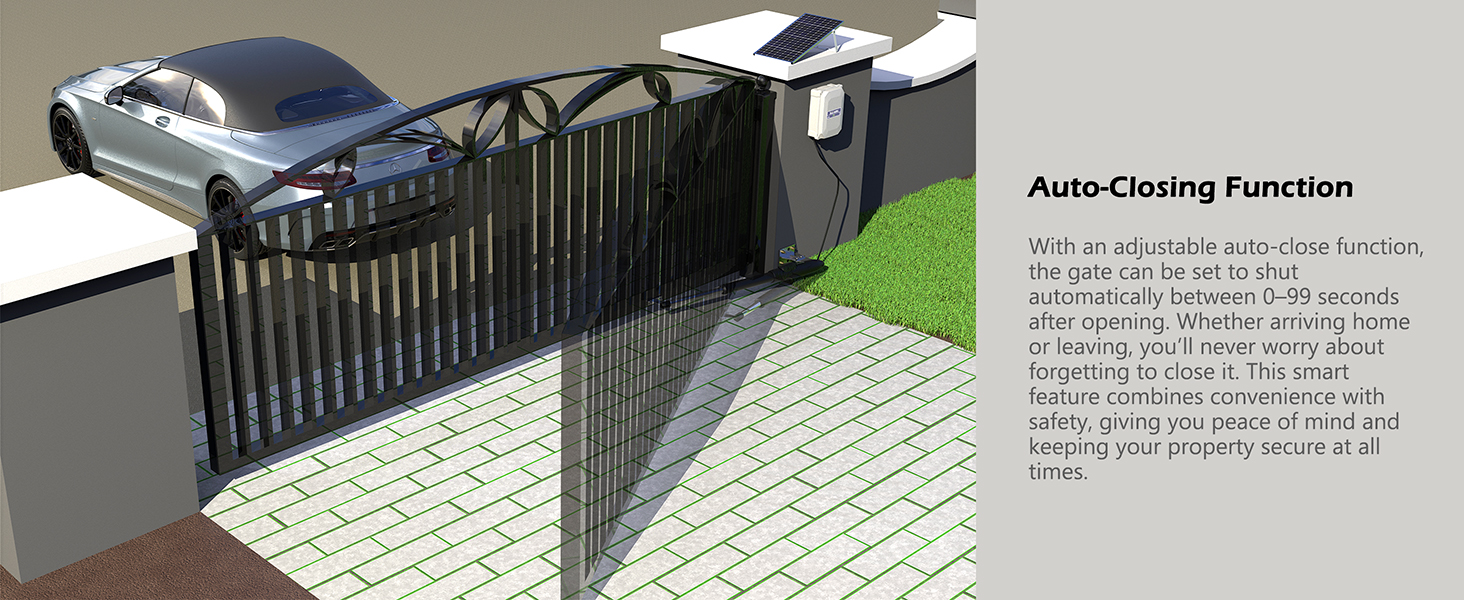 Auto-Close Function – Adjustable 0–99 Seconds for Secure and Convenient Gate Control