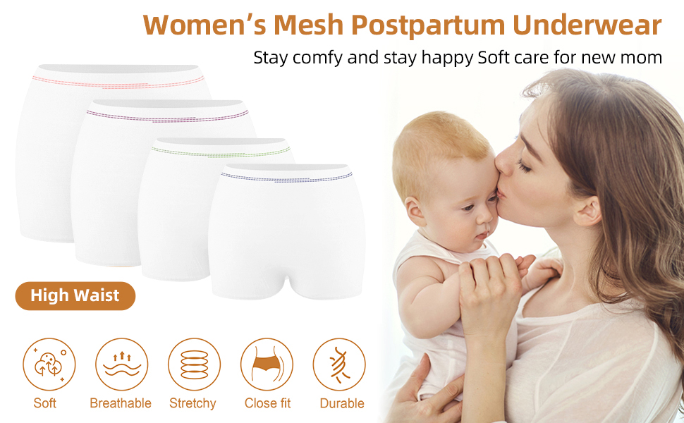 PADRAM Disposable Mesh Underwear Postpartum Hospital Mesh Panties for CSection High