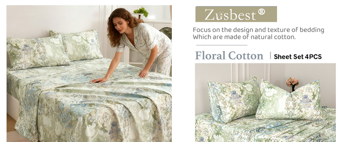 cotton floral vintage bedding set patterned sheet set percale sheets premium cotton printed sheets