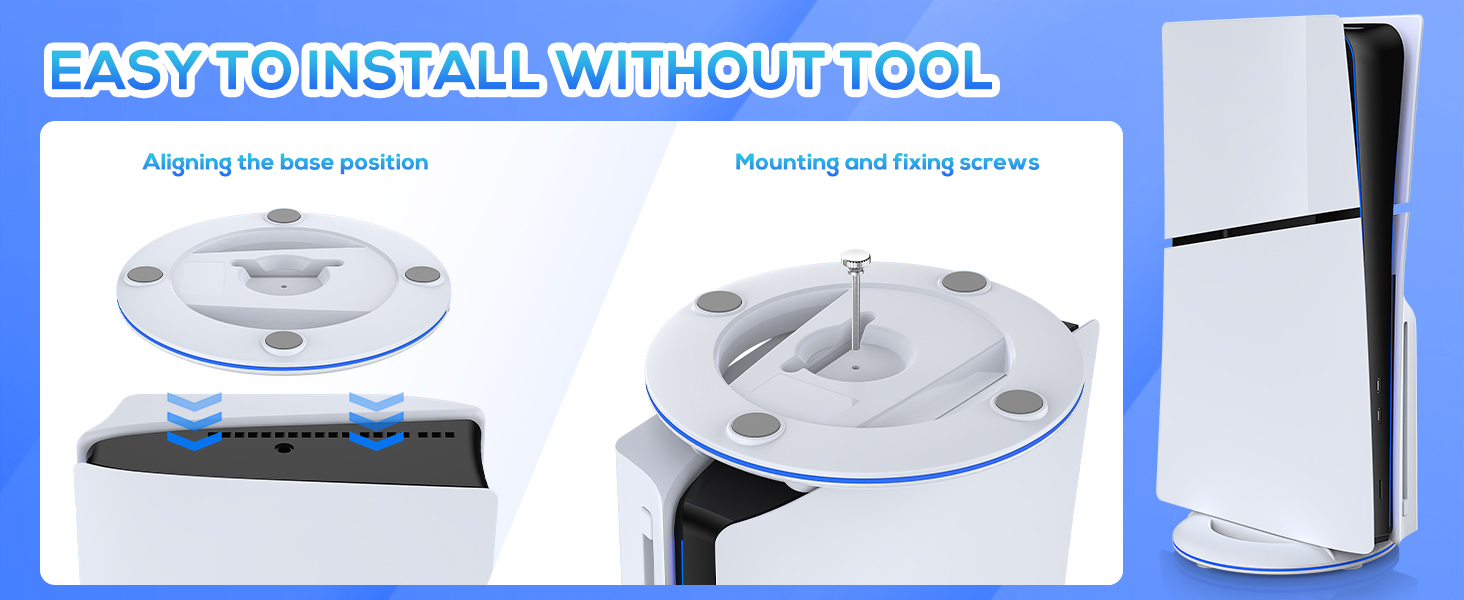 Auarte Support Vertical pour PS5 Slim Disc & Digital New Console, Socle Vertical pour PS5 Slim