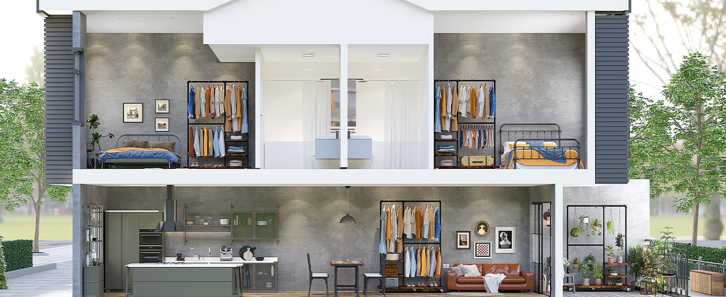 garment rack with shelves
