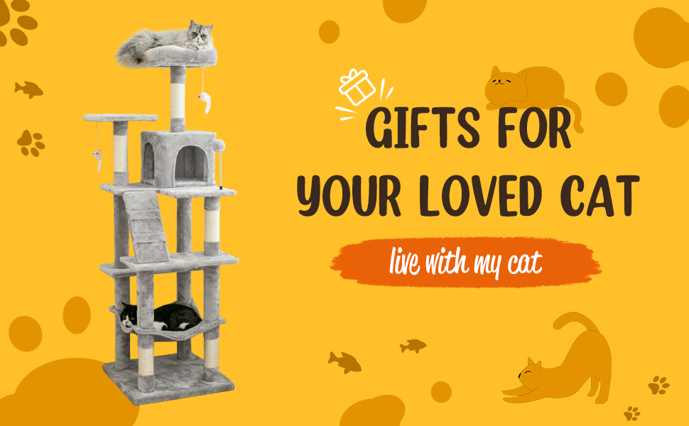 MWPO 63.8 inches MultiLevel Cat Tree for Large Cats with