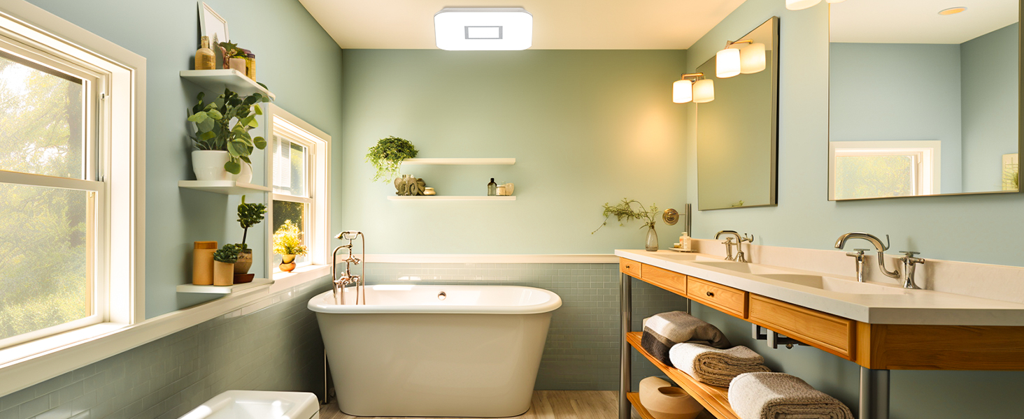 Bathroom Fan with Light，110CFM 1.0 Sones 1200lm LED Light