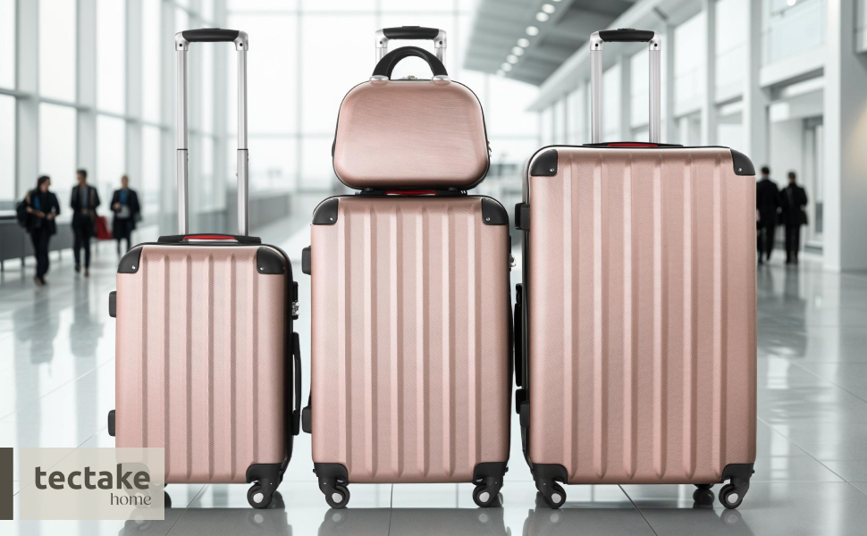 Tectake 4-teiliger roségoldfarbener Reisekoffer - robuste Hartschale, abnehmbare Rollen 360°, ineinander stapelbar, TSA A009fc35 7460 490f 82d3 0dd5ded2d481. CR0,0,970,600 PT0 SX970 V1