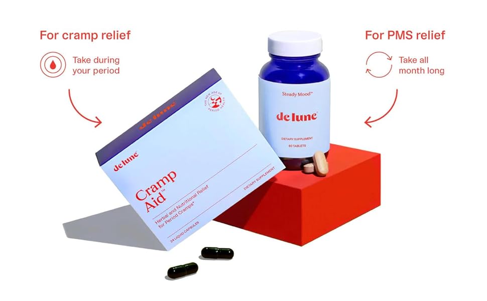 De Lune Combo Pack of Cramp Aid and Steady Mood, Herbal and