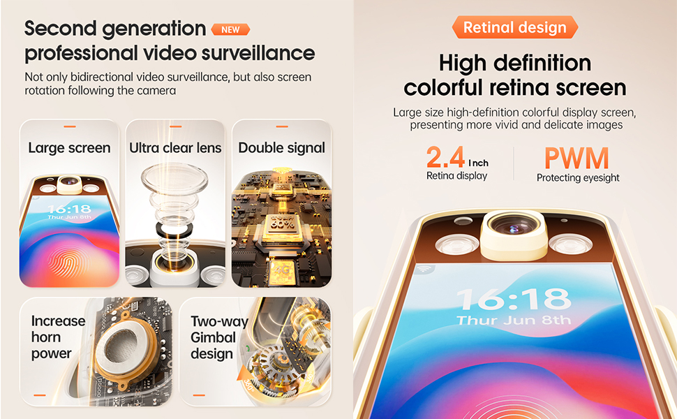 video call camera with retina screen