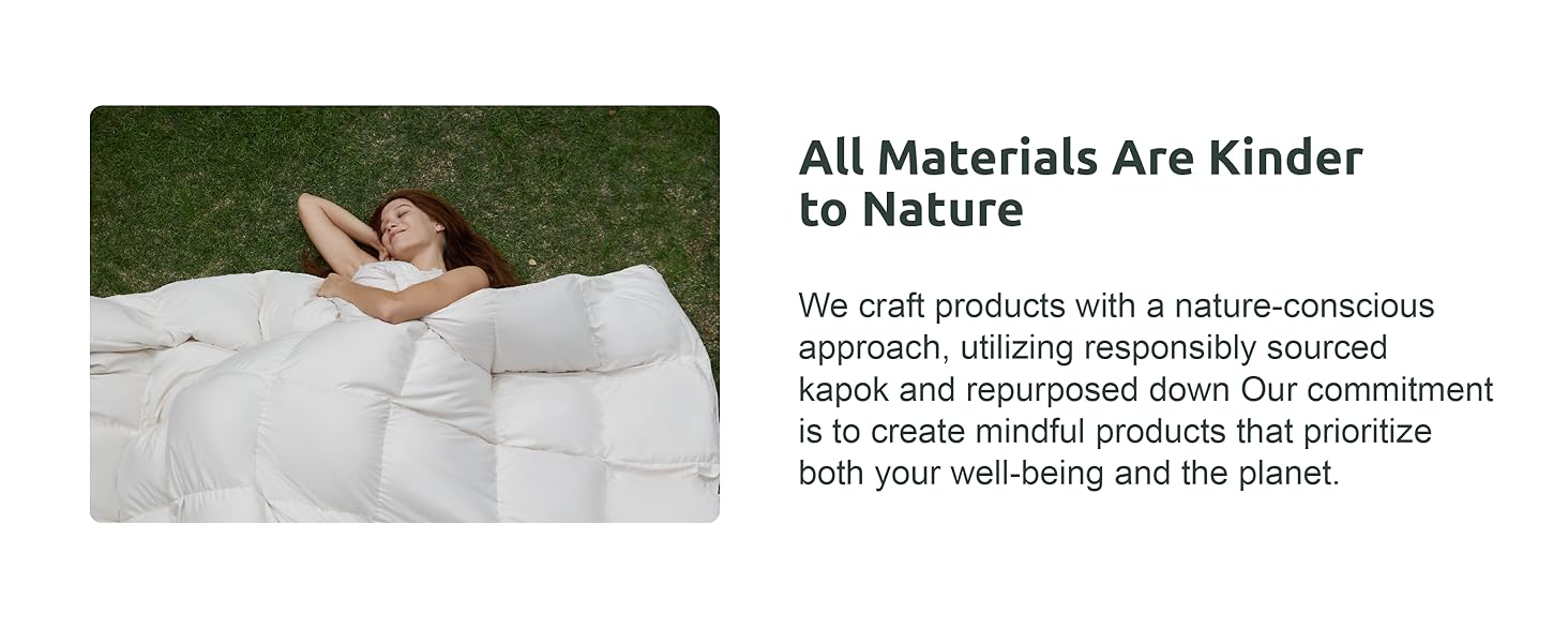 REWARDOWN Kapok Down Comforter Queen Size, Recycled White