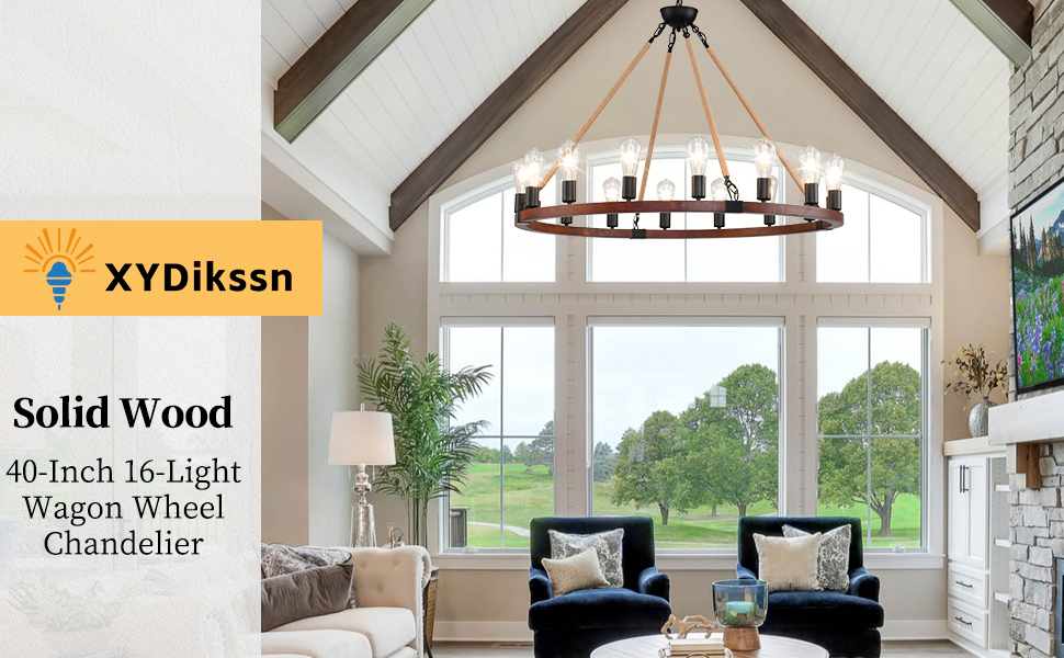 Wood Round Chandelier