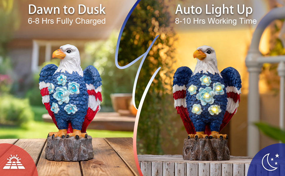 TAKE ME Garden Outdoor Decor Solar Lights Amercia Eagle