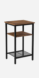 VASAGLE End Table, Telephone Table with 3 Shelves