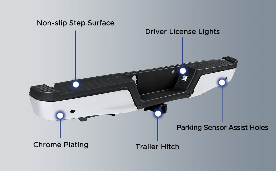Rear Bumper Ford F150 2015 2016 2017 2018 2019 2020 Pickup Chrome