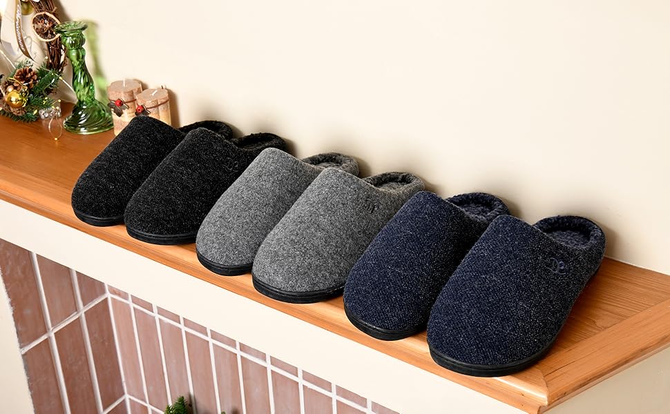 DL Mens Memory Foam Slippers Slip on, Comfy House Slippers