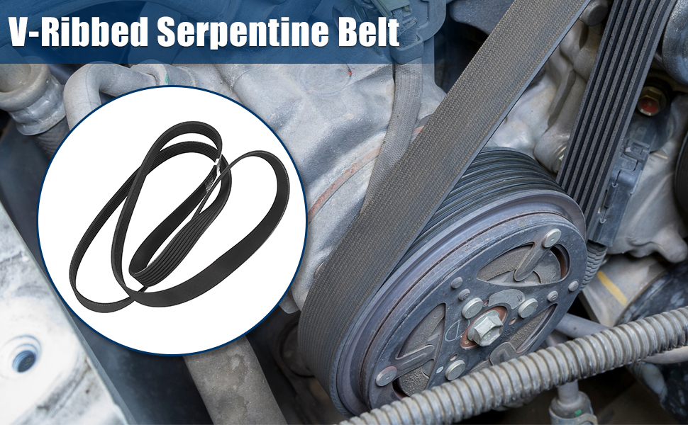 X AUTOHAUX Car Alternator Power Water Pump V-Ribbed Serpentine Belt ...