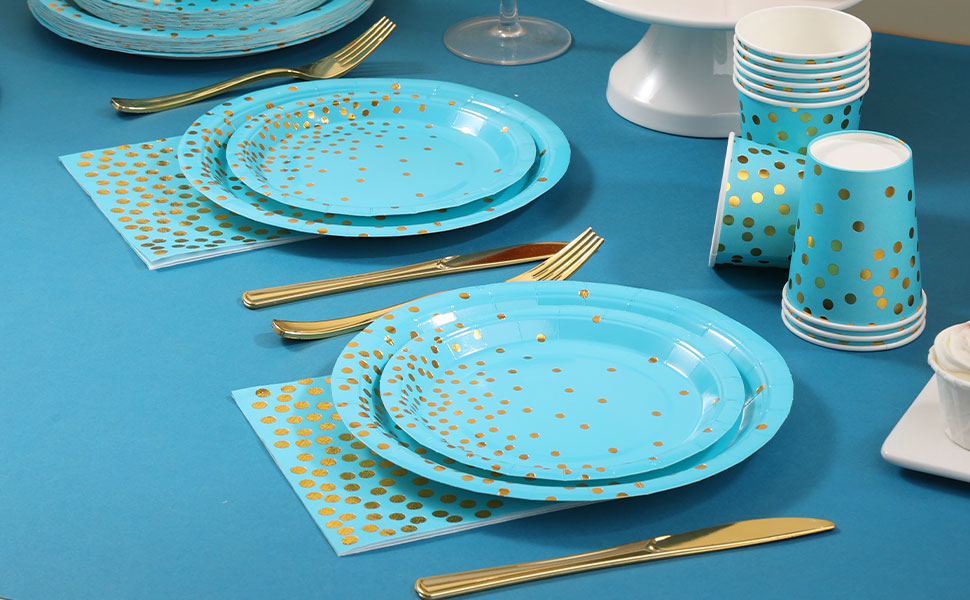 joy akkess 175 Pcs Blue Party Plates Light Blue Plates