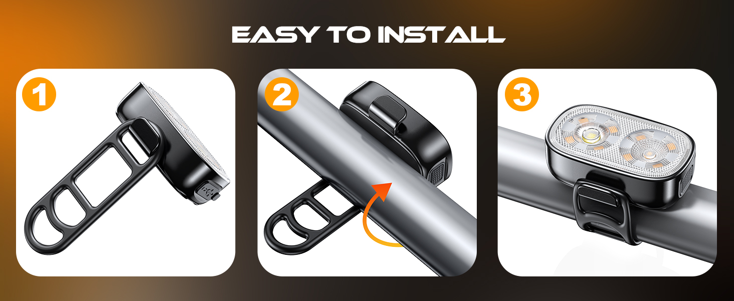 Text reads 'EASY TO INSTALL'. Three-step installation guide showing phone holder mounting process with arrows and numbered steps from 1 to 3.
