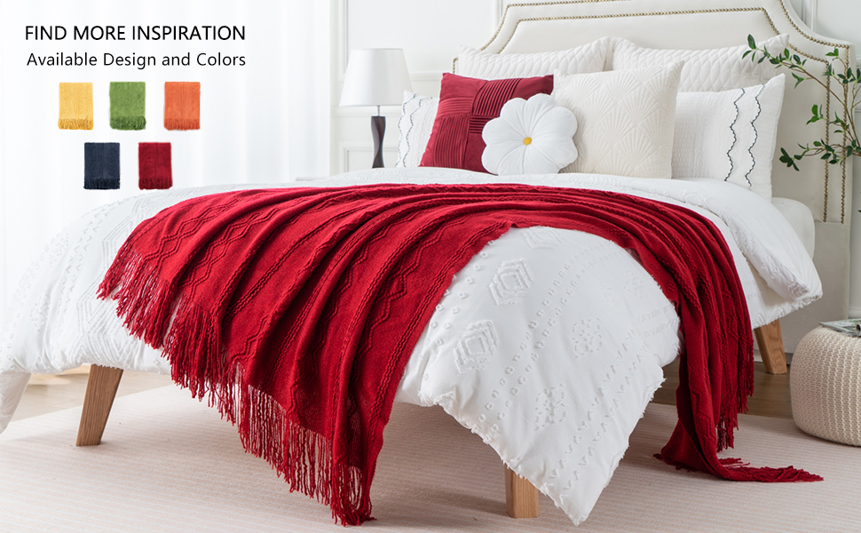 BATTILO HOME Burgundy Red Throw Blankets for Couch, Decorative