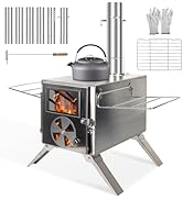 Camping Stove for Hot Tents, LAMA 304 Stainless Steel Wood Burning Stove with Stainless Wall Chim...