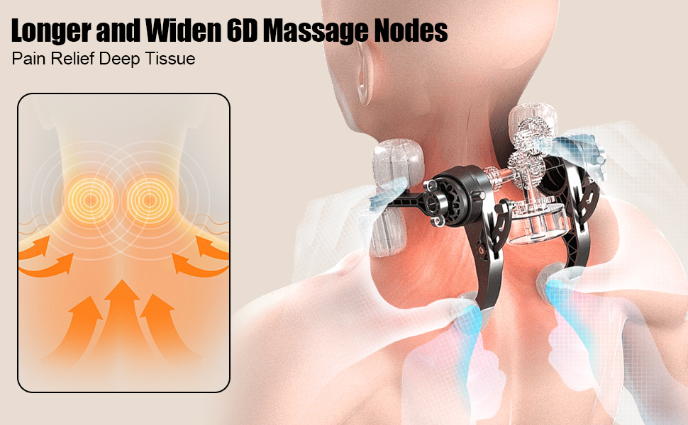 6d Massage Nodes Shiatsu Neck and Shoulder Massager with Heat