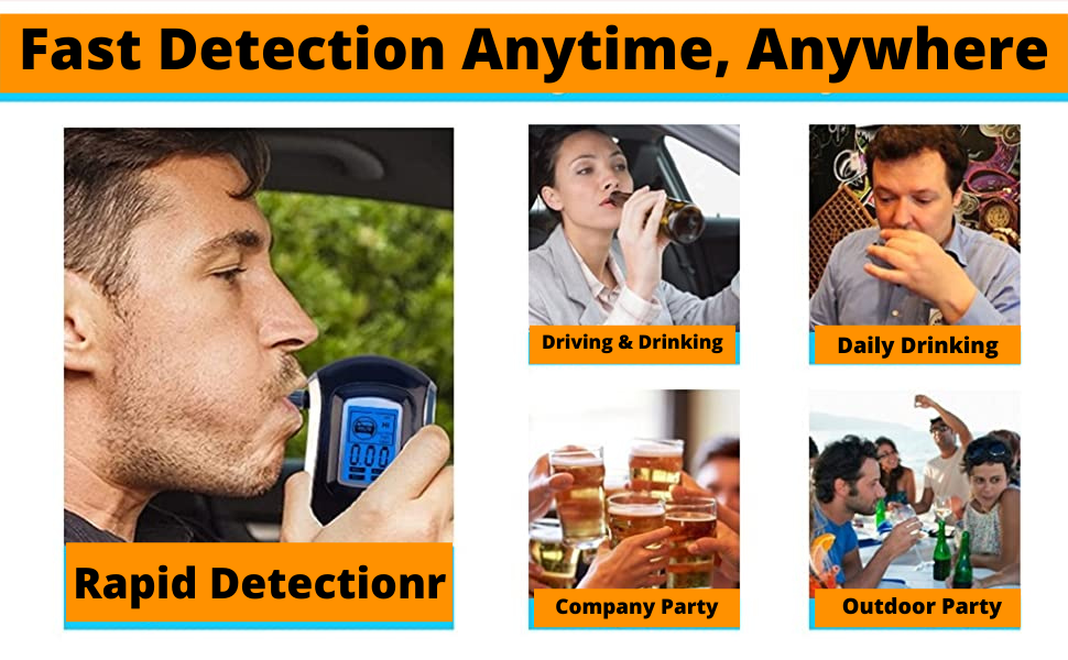 ALC Smart Digital LCD Breath Analyzer Alcohol Tester AT6000 with 5