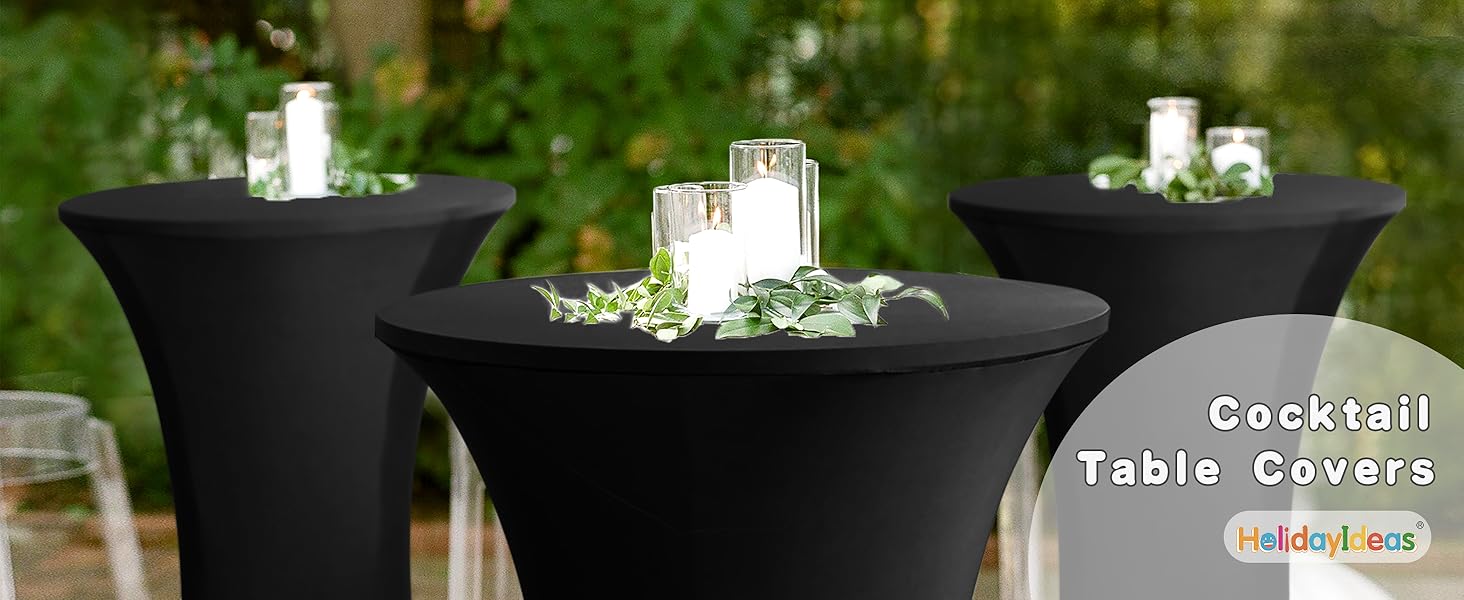 HolidayIdeas Cocktail Table Covers, 6 Pack Fitted Stretch