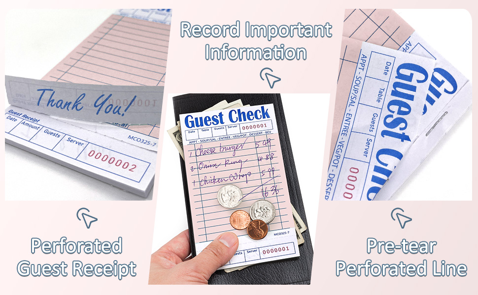 ZKKZOMA 7 Pack Server Note Pads,350 Total Tickets Guest