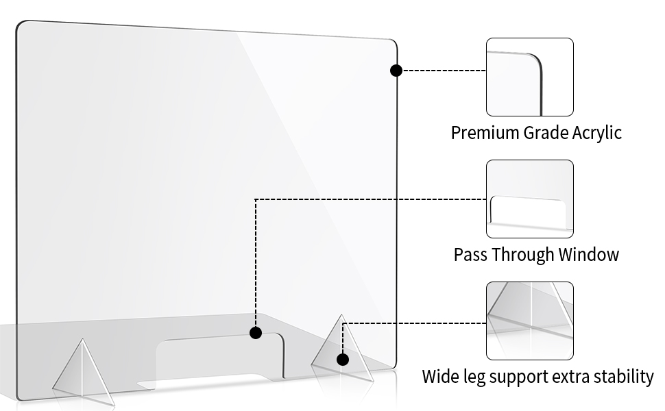 Plexiglass Sneeze Guard Protective Freestanding Shield Guards Against