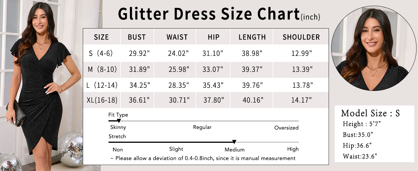 Glitter Dress Size Chart