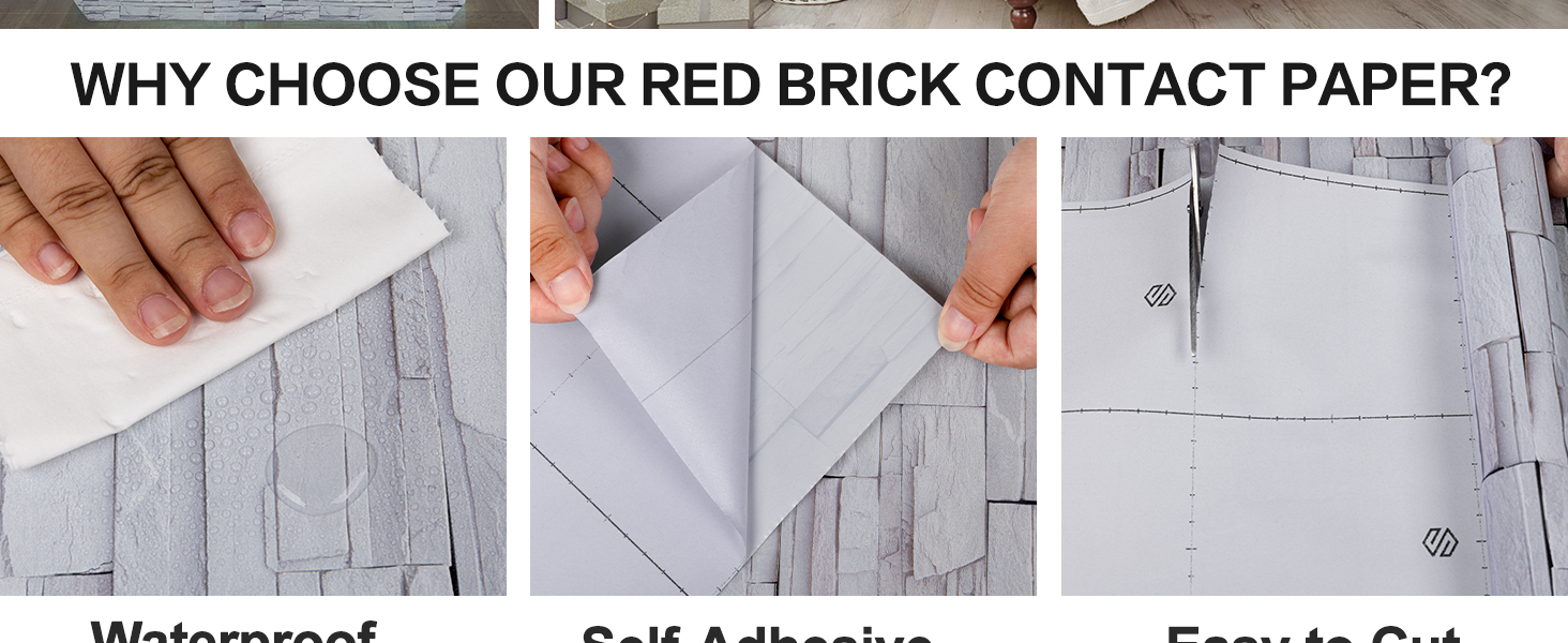 LXCREAT Brick Gray Wallpaper Peel and Stick, Self Adhesive Faux Stone