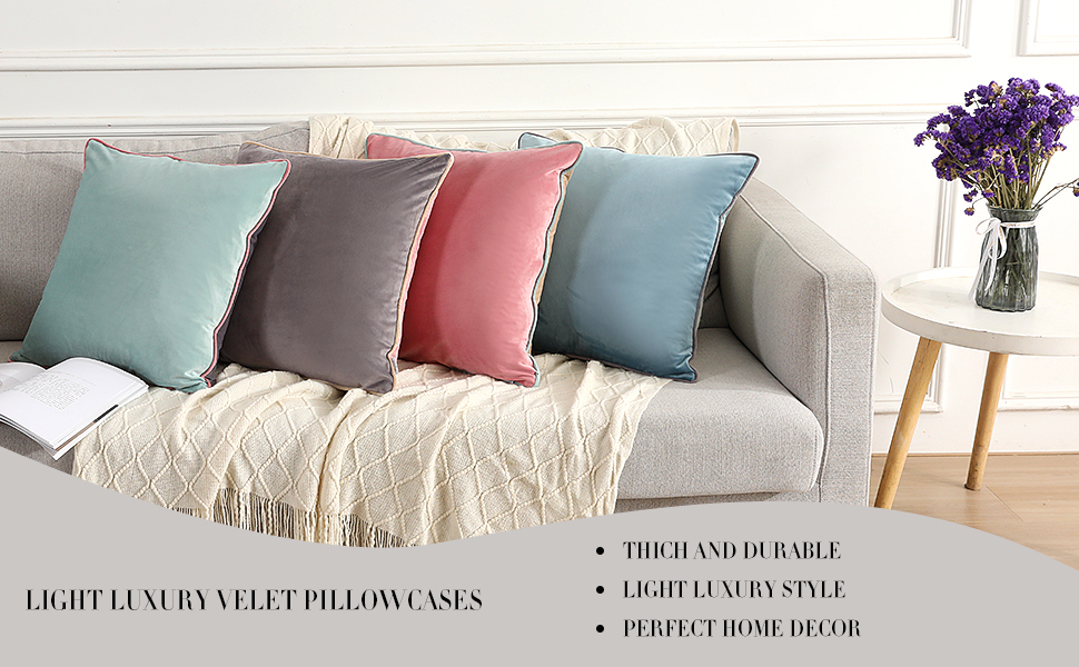 Throw Pillow Covers Set of 4 Velvet Soft Square Decorative Pillow Cover Couch 
