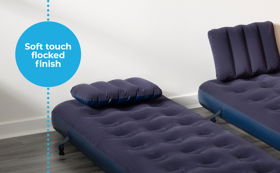 Hillington 3in1 Flocked Air Bed Mattress with Pillows Ideal for