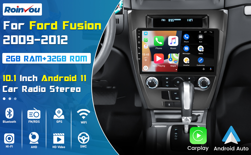 Roinvou 2+64G Android 13 CarPlay Stereo for 20092012 Ford
