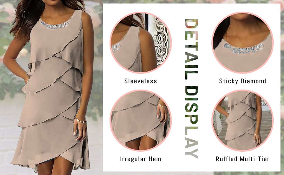 Women's Sleeveless Irregular Ruffled Embellished Tiered