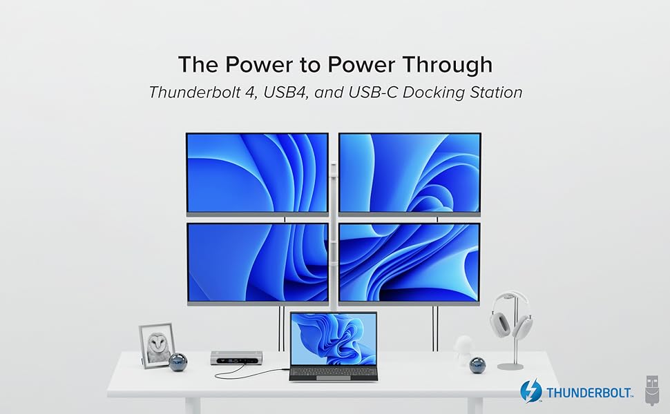 Plugable 16in1 Thunderbolt 4 Dock with 100W Charging, 4K Quad Monitor