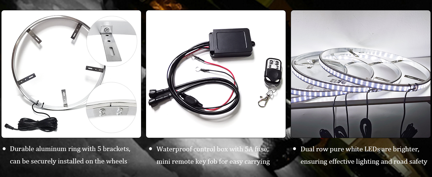 Kingshowstar 15.5” Pure White Wheel Lights Double Row Wheel