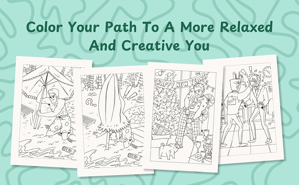 Color your path to a more relaxed and creative you. Preview of inside pages.