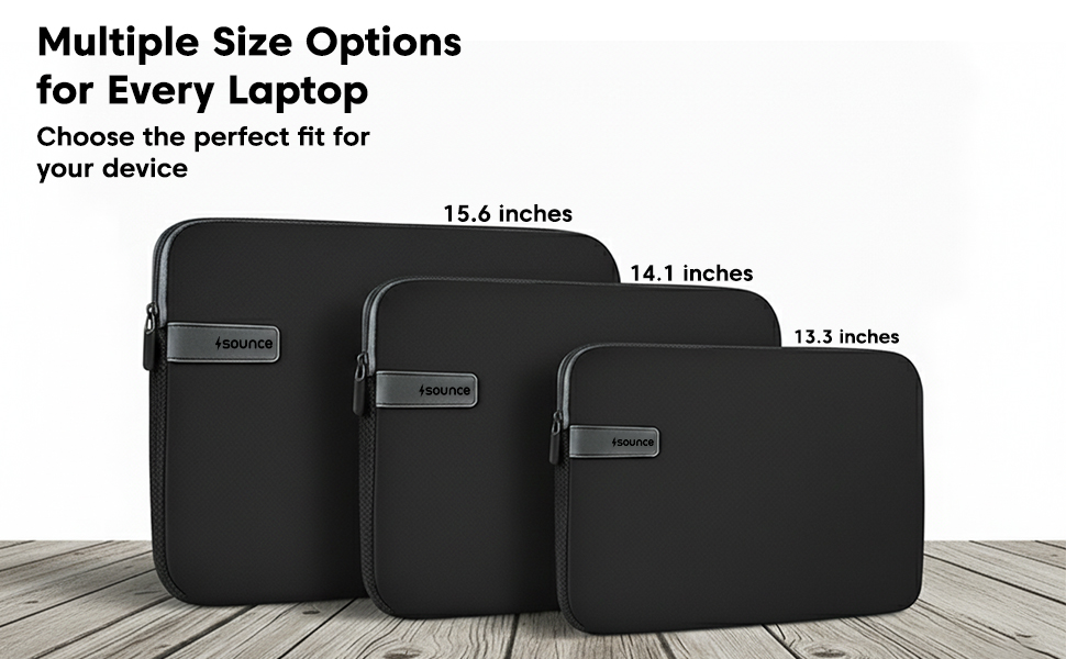 Sounce Protective Laptop Bag Sleeve fits Upto 15.6" Wrinkle Free, Padded, Water Resistant Light Neoprene case Cover Pouch, Compatible for All Notebooks Such as Mac Book Pro (15.6 inch) 20 Choose the perfect fit for you device